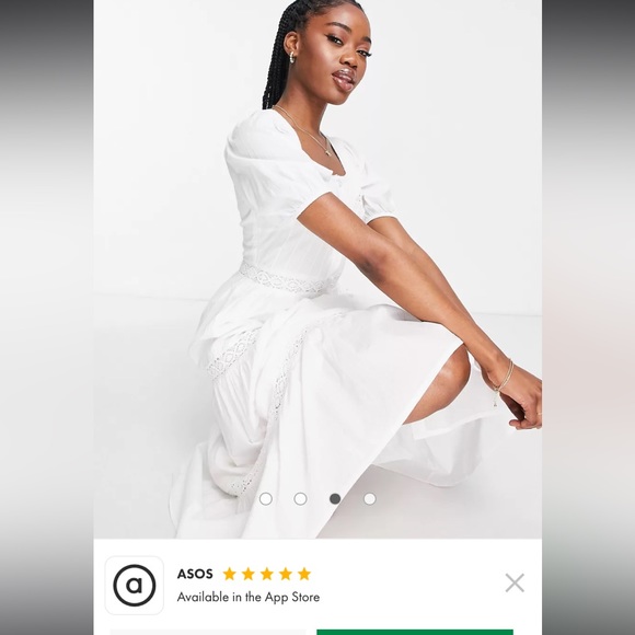 ASOS Romantic Ivory Button Up Midi Dress Beautiful Details size S EUC - Picture 4 of 10